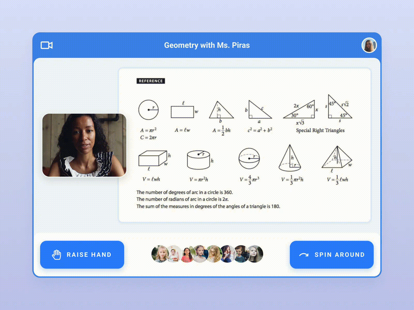 Animated prototype for a digital classroom's spatial interface