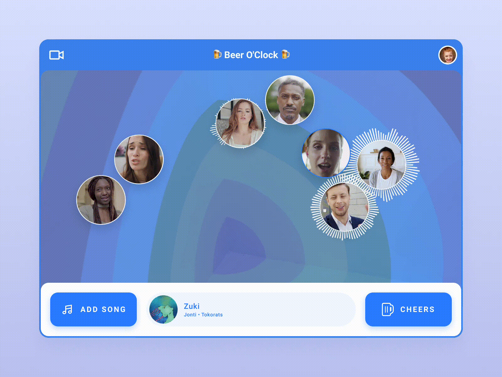 Animated prototype for a happy hour's spatial interface